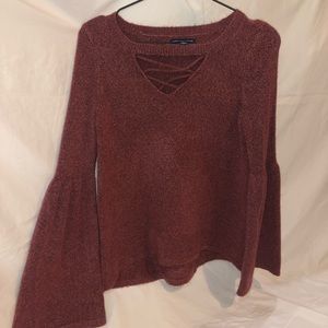 Maroon sweater with flare sleeves